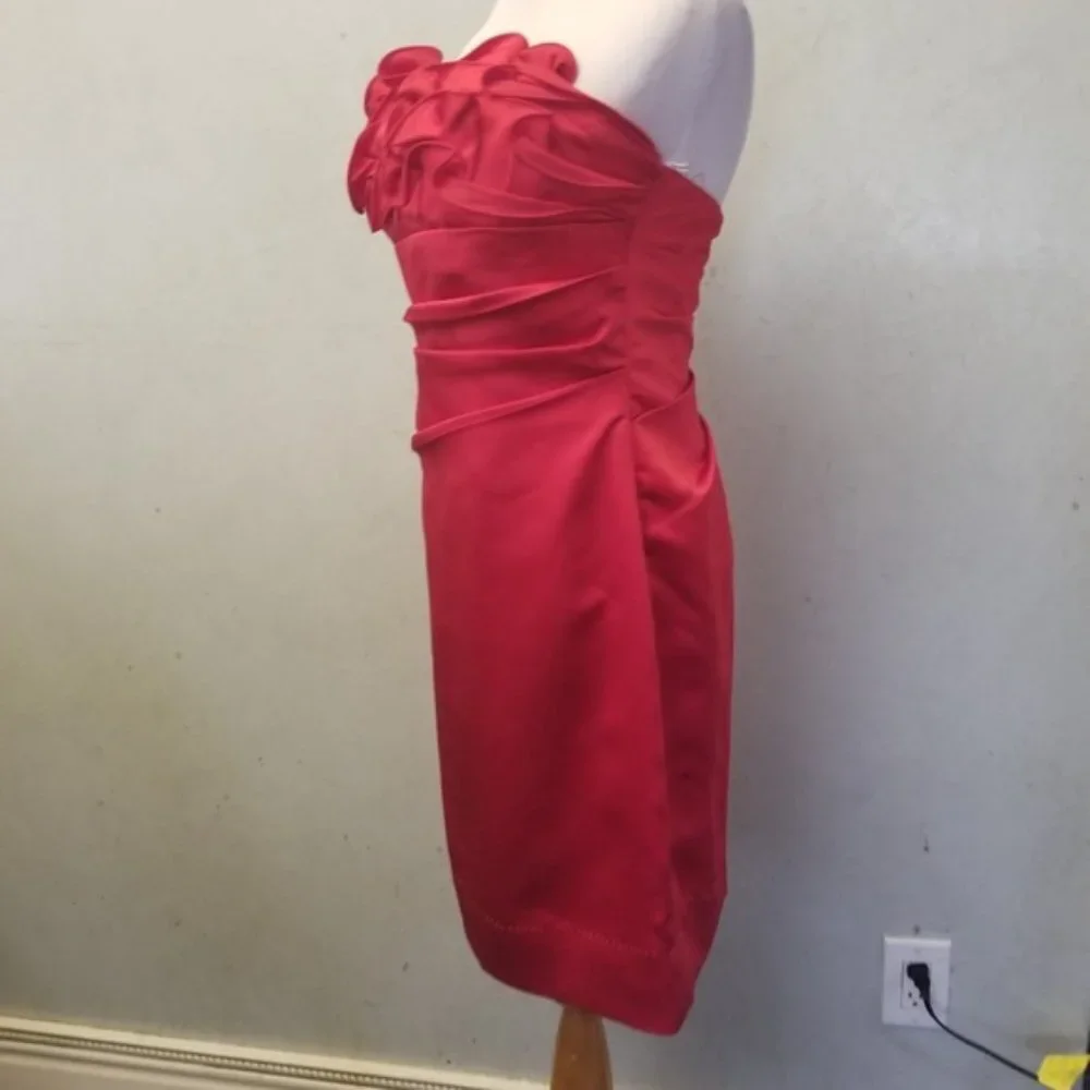 NWT Phoebe Couture Red ruffled tube top dress women's size 4 (269) - Picture 5 of 8